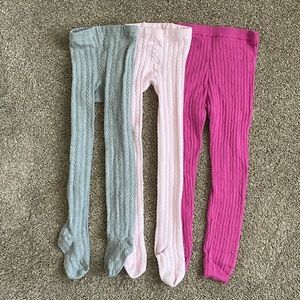 THREE Pairs of Girls Cable Knit Stockings